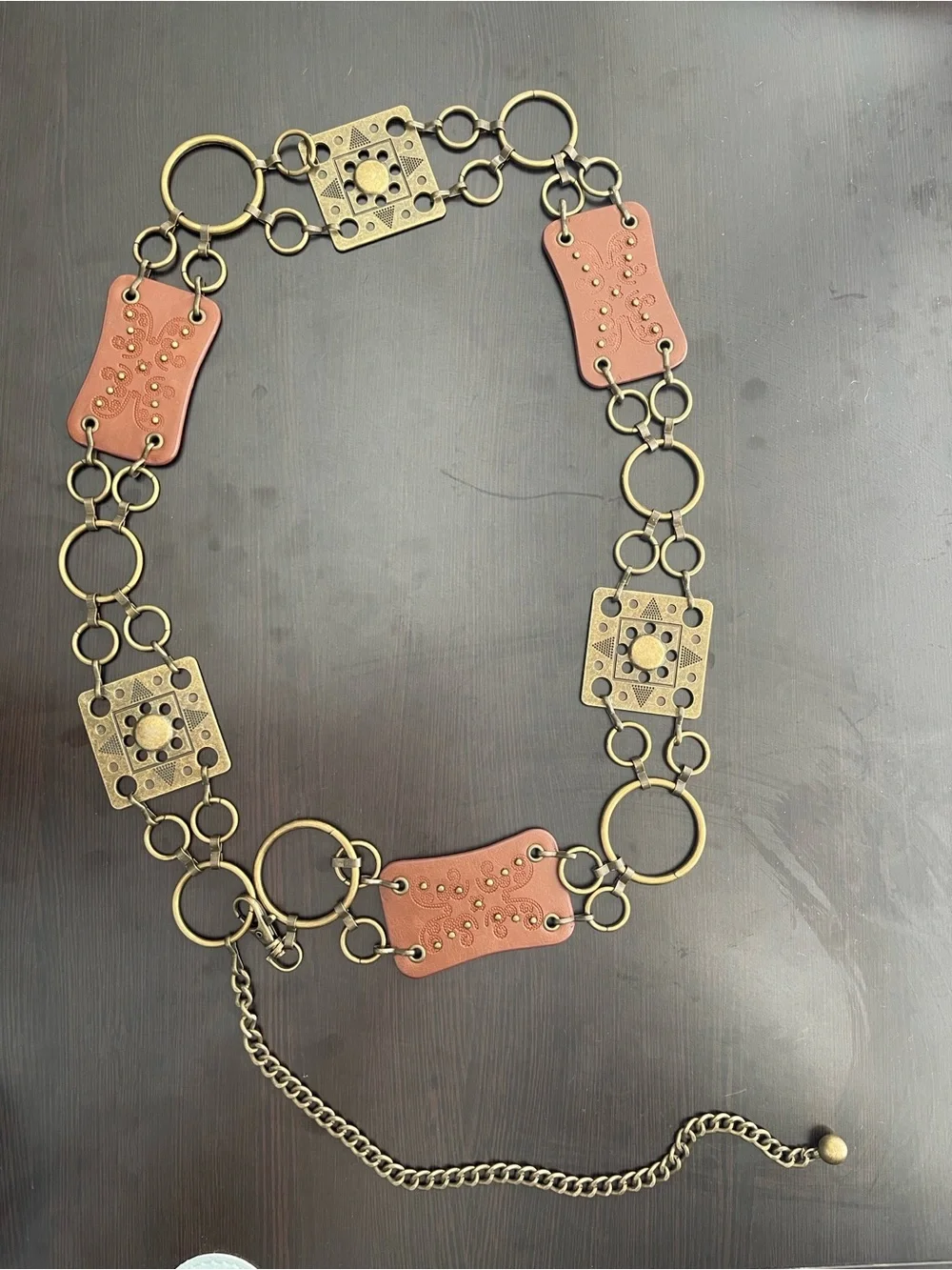 Boho Chain Belt / Y2K Western Style Leather Accent Belt- women
